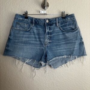 Frame Denim Medium Blue Frayed Hem Jean Shorts